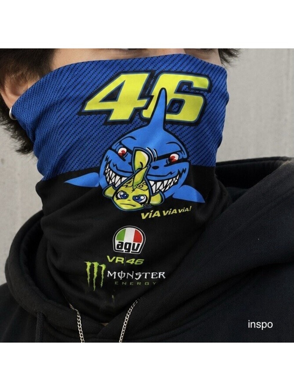 Monster Energy VR46 Shark Neck Gaiter Tube Face Cover Motorcycles Racing AGV NEW